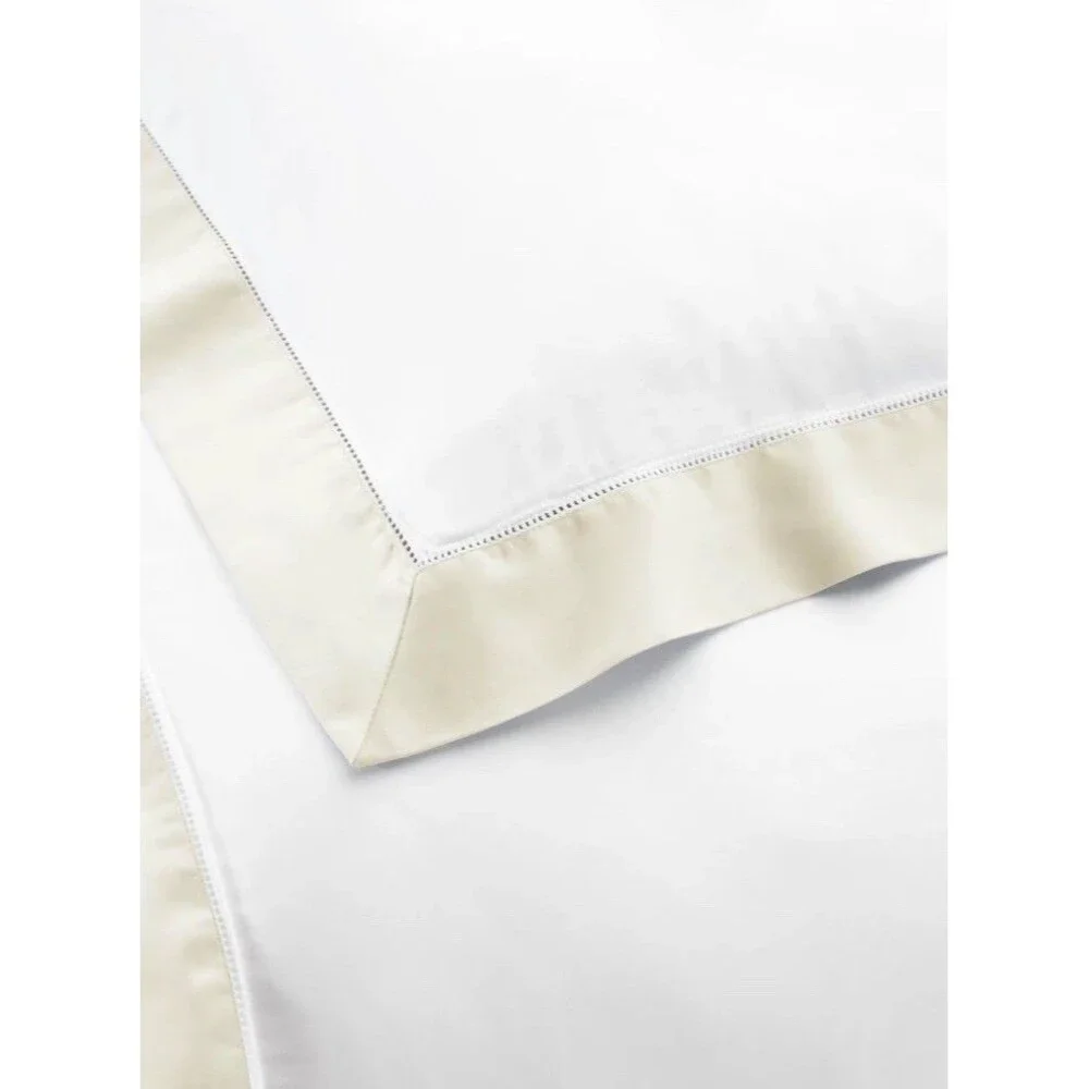 LOT 2 Ralph Lauren RL Organic Sateen Border European Shams 26x26” Parchment Whit